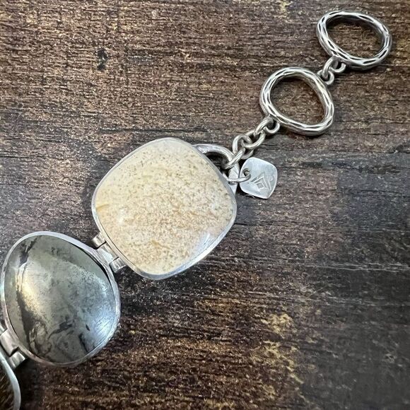 SILPADA 925 Sterling Silver Pyrite Turquoise Bronzite Jasper Toggle Bracelet - Picture 2 of 6